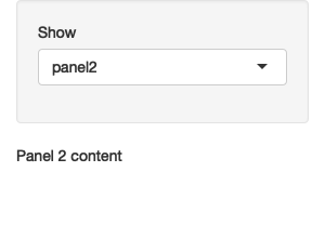 选择 panel1（左），然后选择 panel2（中），然后选择 panel3（右）。 See live at <https://hadley.shinyapps.io/ms-dynamic-panels>.